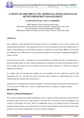 PDF Document Cover - Impact of Artificial Intelligence on Human Resource Management