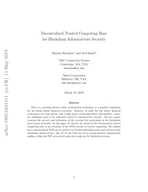PDF Document Cover - Decentralized Trusted Computing Base for Blockchain Infrastructure Security